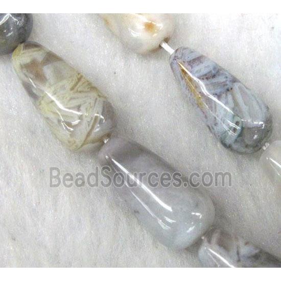 gray Bamboo Agate beads, D-teardrop