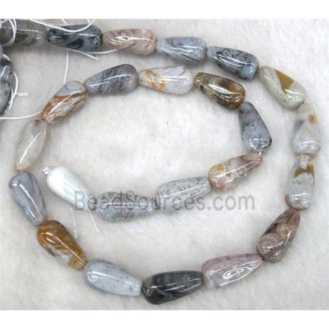 gray Bamboo Agate beads, D-teardrop