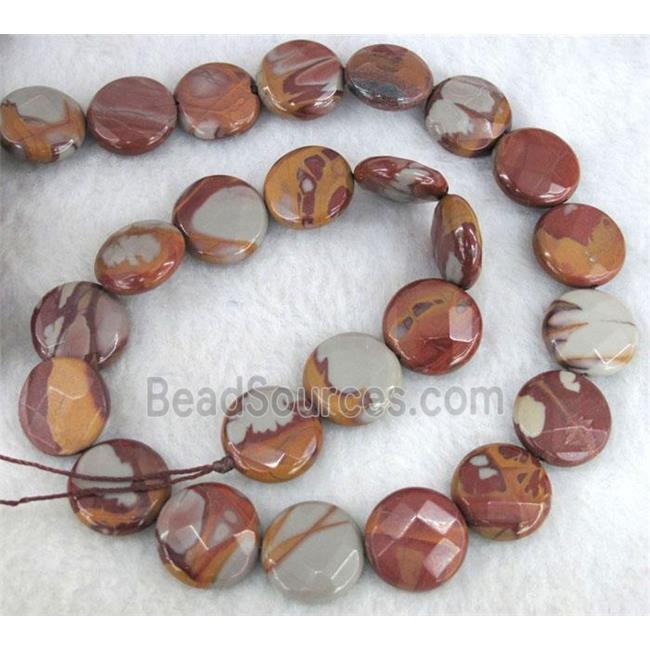 natural Noreena jasper beads, faceted flat round