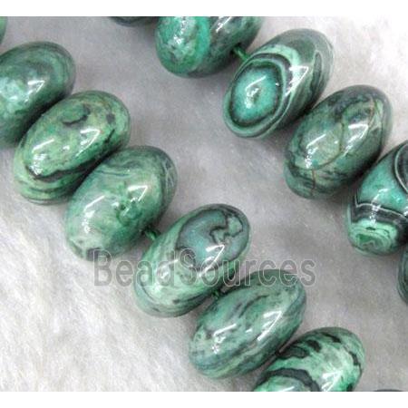 picture jasper beads, green, rondelle