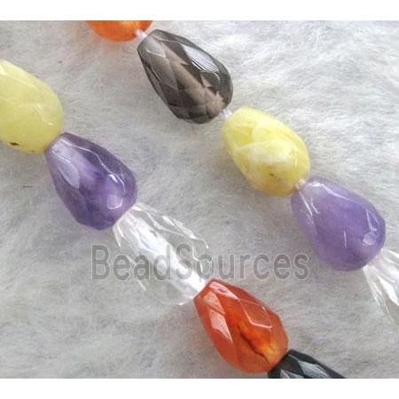 mixed gemstone beads, faceted teardrop