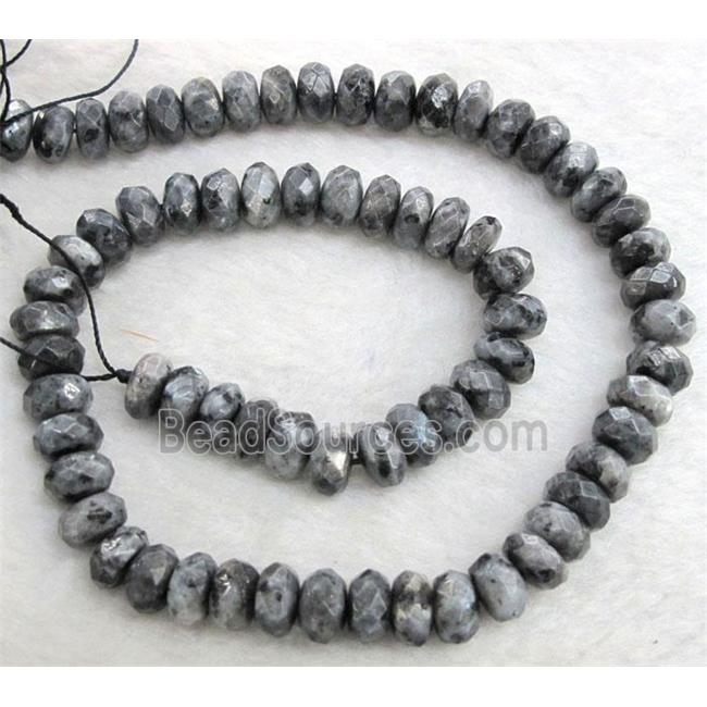 labradorite beads, faceted rondelle, grey