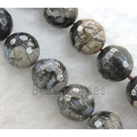 faceted round grey Opal Jasper Beads