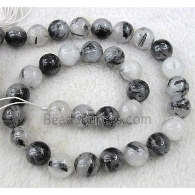 round Black Rutilated Quartz beads