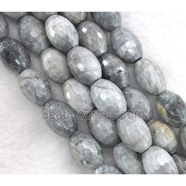 natural hawk Eye Stone beads, faceted barrel