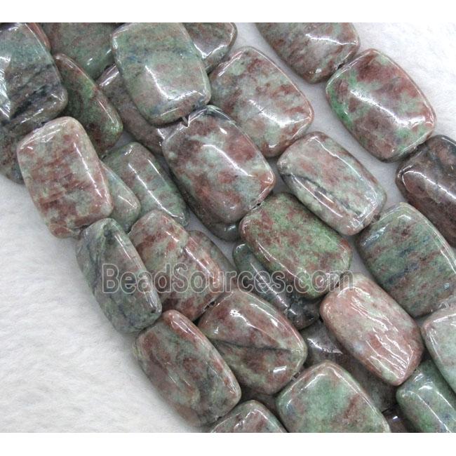 Red Green Garnet Beads, rectangle