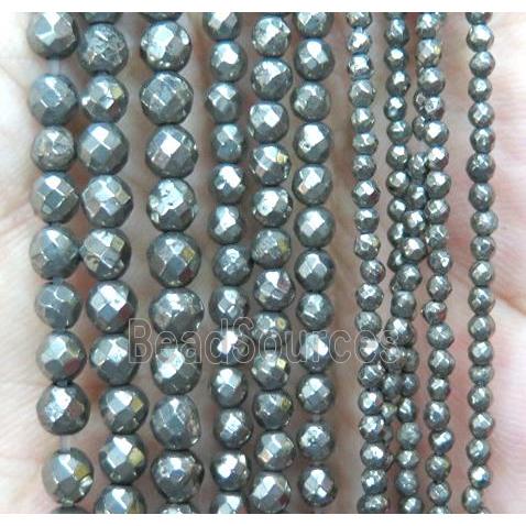 faceted round Pyrite Beads