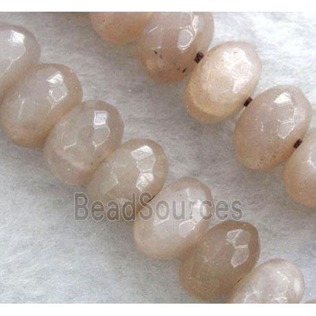 pink Sunstone beads, faceted rondelle