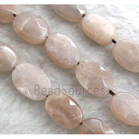 Sunstone beads, faceted oval, pink