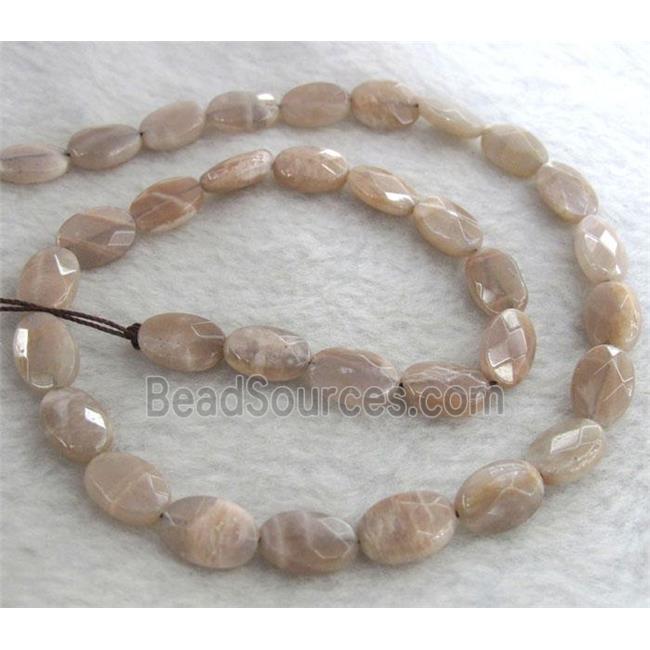 Sunstone beads, faceted oval, pink