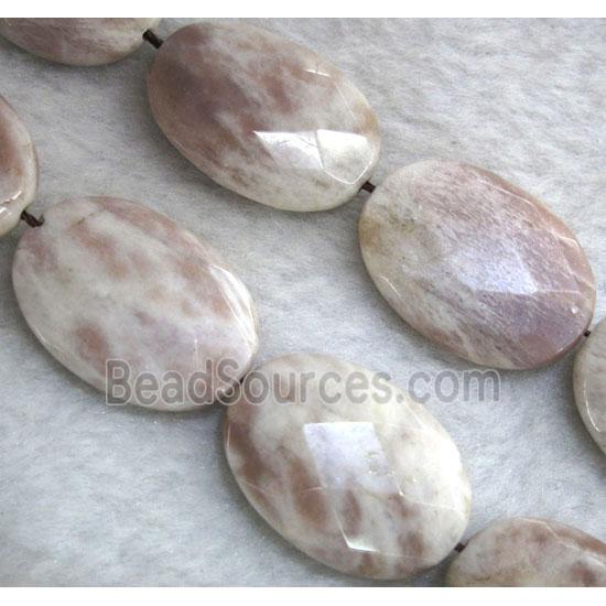 Sunstone beads, faceted oval