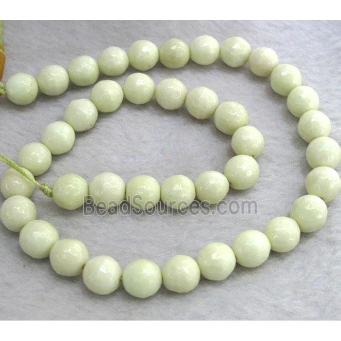 Lemon Chrysoprase Beads, faceted round, lt.green