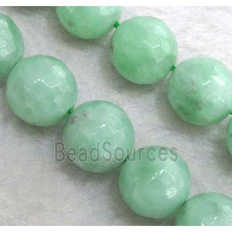 Chinese Nephrite Jade Beads Green Faceted Round