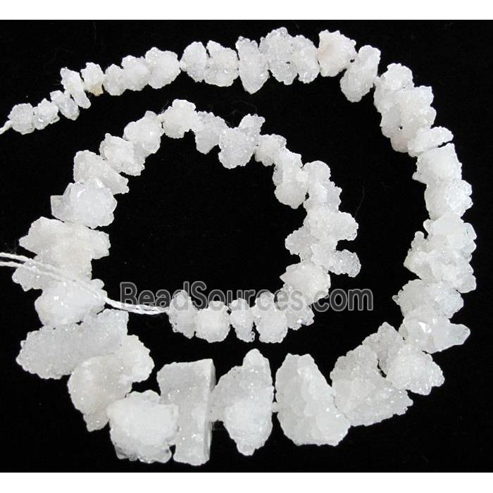 white quartz druzy beads, freeform