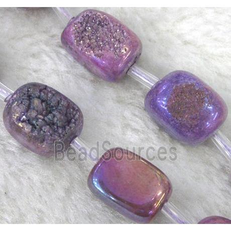 druzy quartz beads, freeform, lavender electroplated