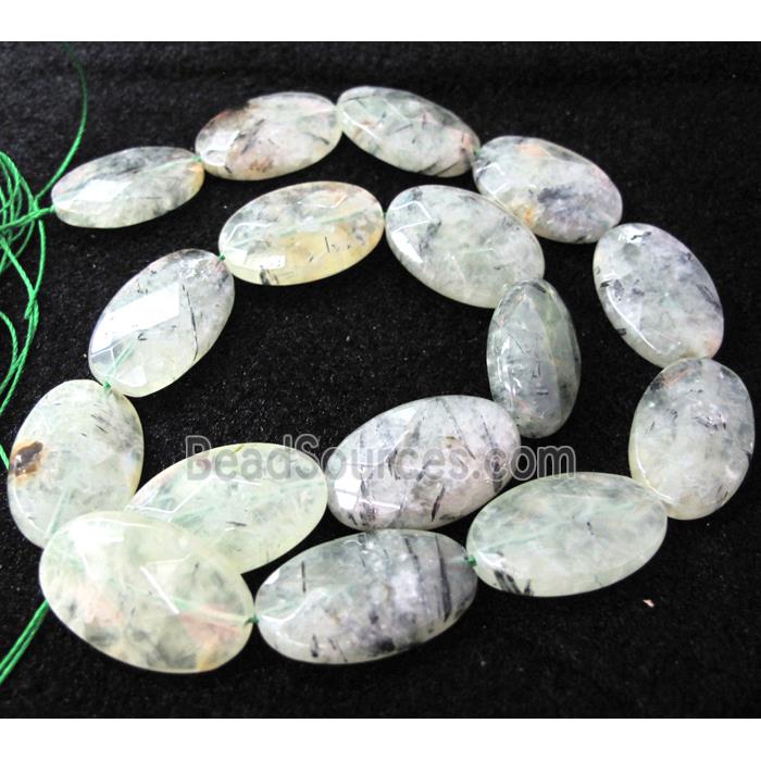 prehnite beads, faceted oval