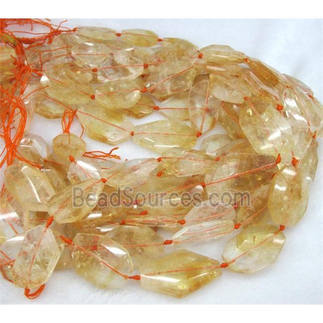 citrine bead, faceted freeform