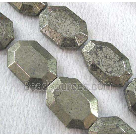 pyrite bead, faceted oval