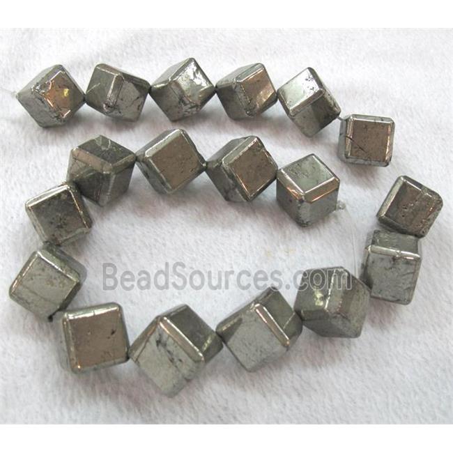 pyrite bead, faceted cube