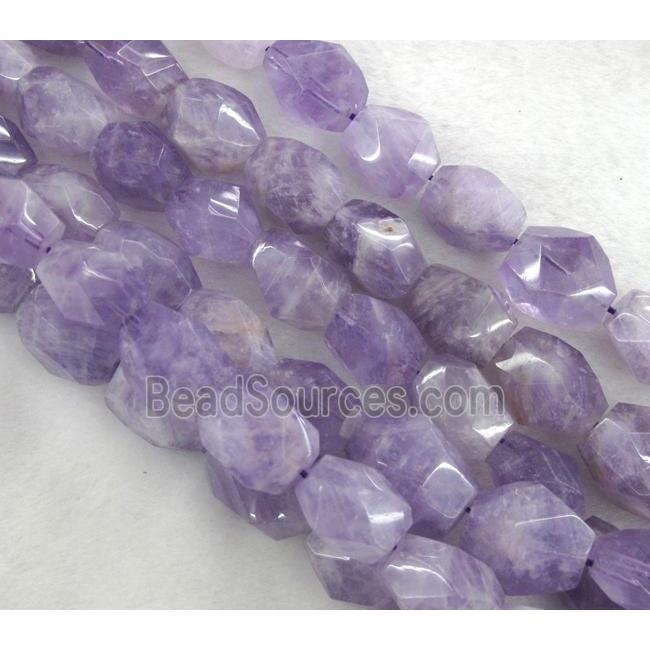 purple Chalcedony nugget beads, faceted freeform