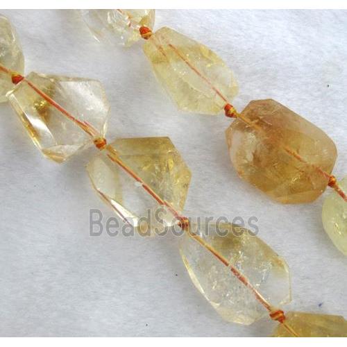 citrine nugget bead, freeform, yellow