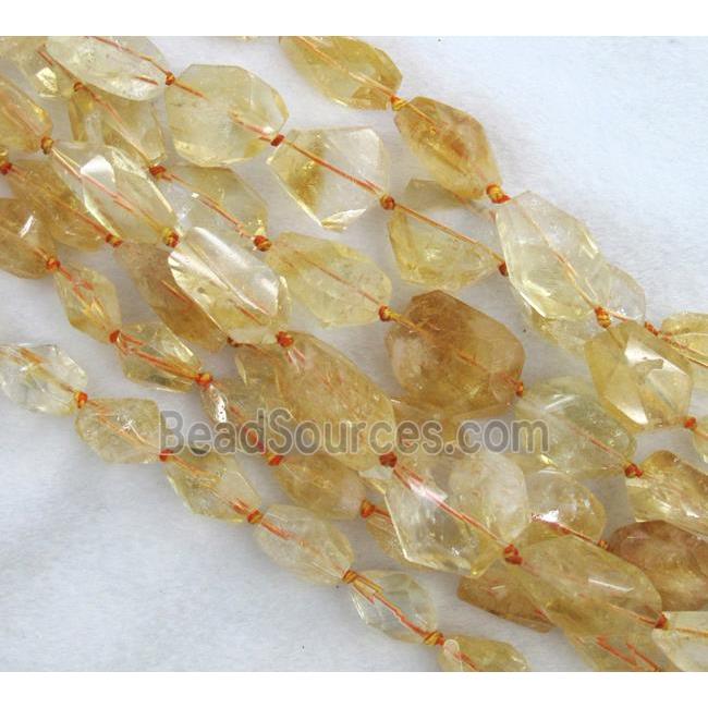 citrine nugget bead, freeform, yellow