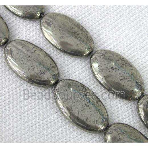 pyrite bead, flat oval