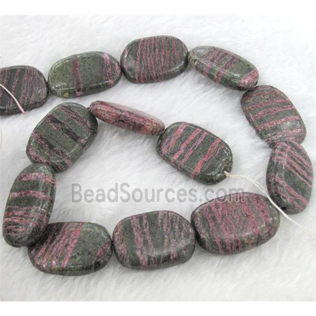 Green Silver-line stone bead, rectangle