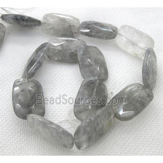 Cloudy Quartz Beads, faceted rectangle