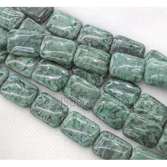 green picture jasper bead, rectangle