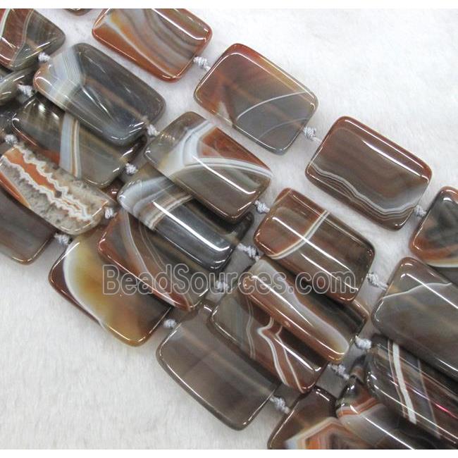 striped agate bead, rectangle