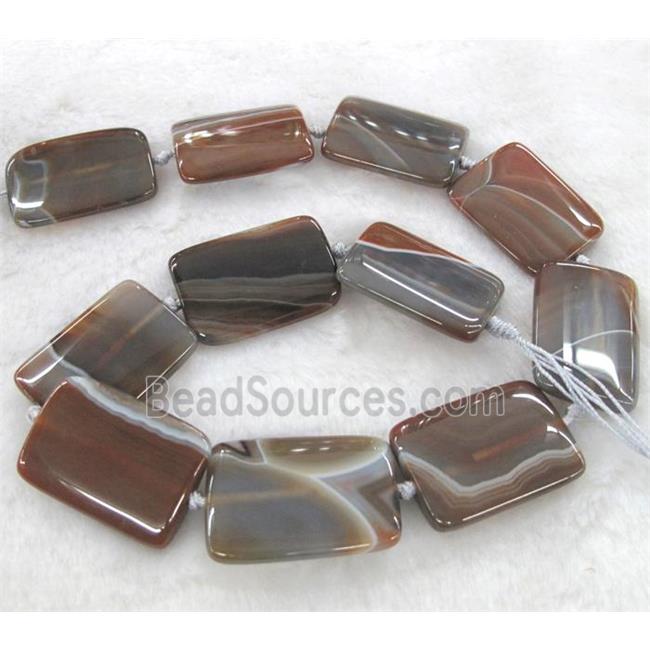 striped agate bead, rectangle