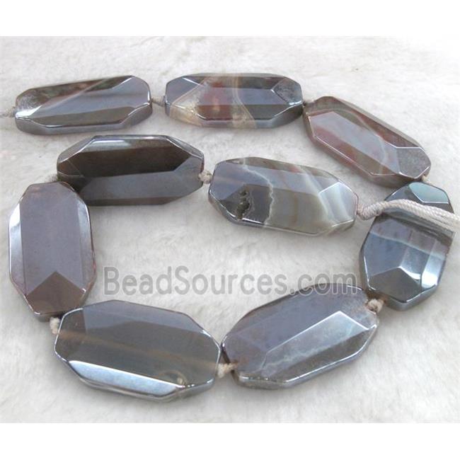 agate beads, faceted rectangle, electroplated