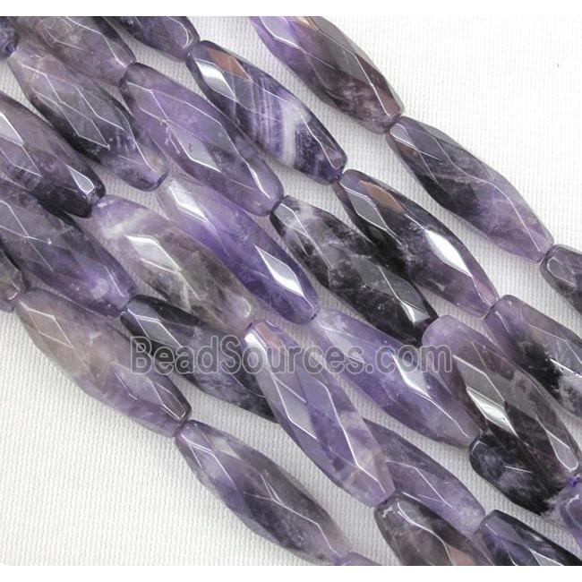 amethyst beads, faceted barrel, purple