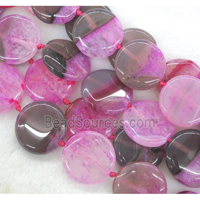 hotpink druzy agate circle beads