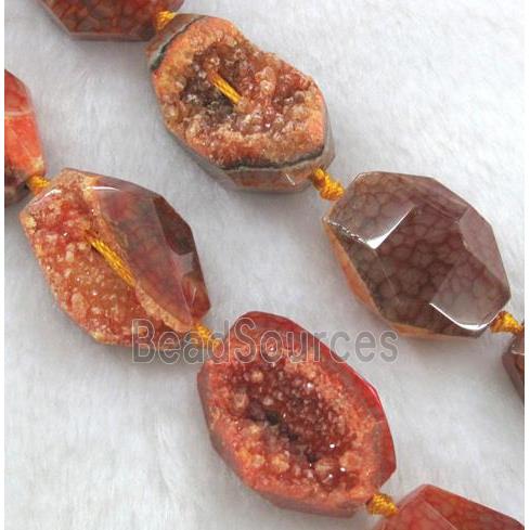 orange druzy agate beads, freeform