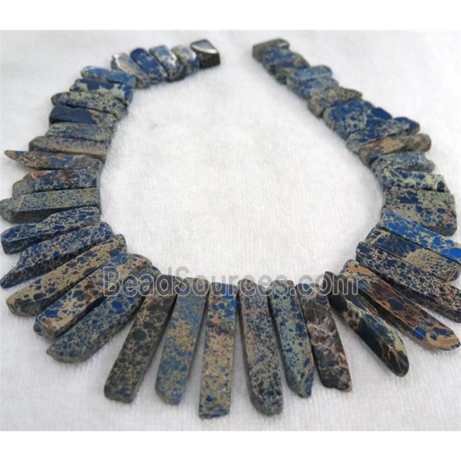 Imperial jasper beads collar, stick, blue, top dilled