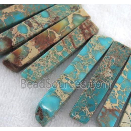 Imperial jasper beads collar, stick, aqua, top dilled