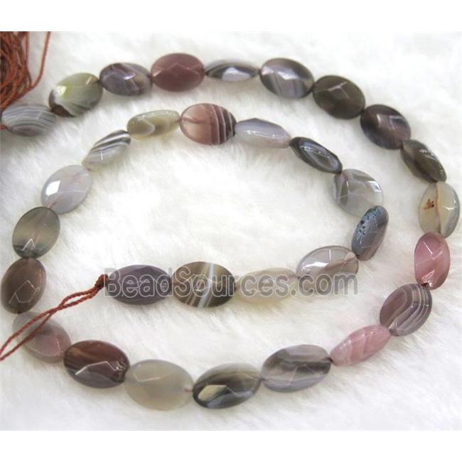 natural gray botswana agate beads, faceted oval