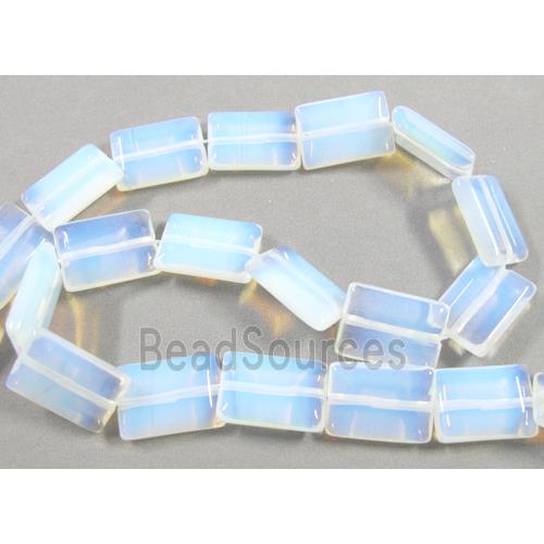 opalite beads, white, square