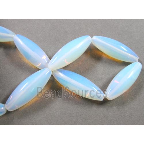 opal bead, white, rice