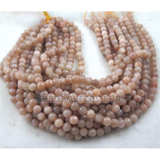 natural sunstone bead, faceted round