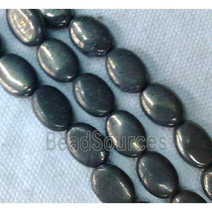 natural Pyrite Beads, flat oval