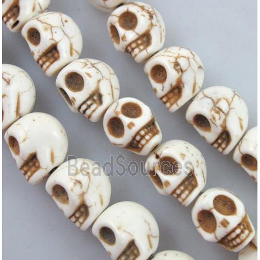 white synthetic Turquoise skull charm beads