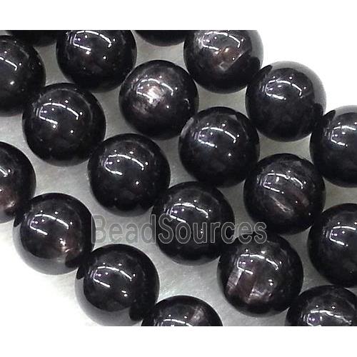 black Hornblende beads, round