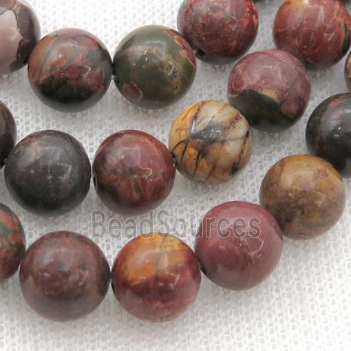 round natural Picasso jasper bead, multicolor