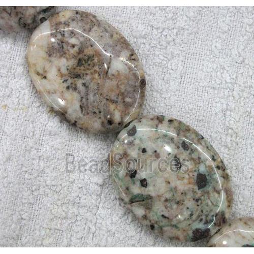 jasper bead, flat-oval