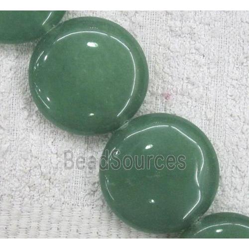 green aventurine bead, flat round