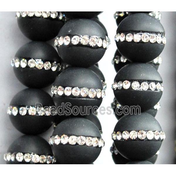 black onyx bead paved rhinestone, matte round