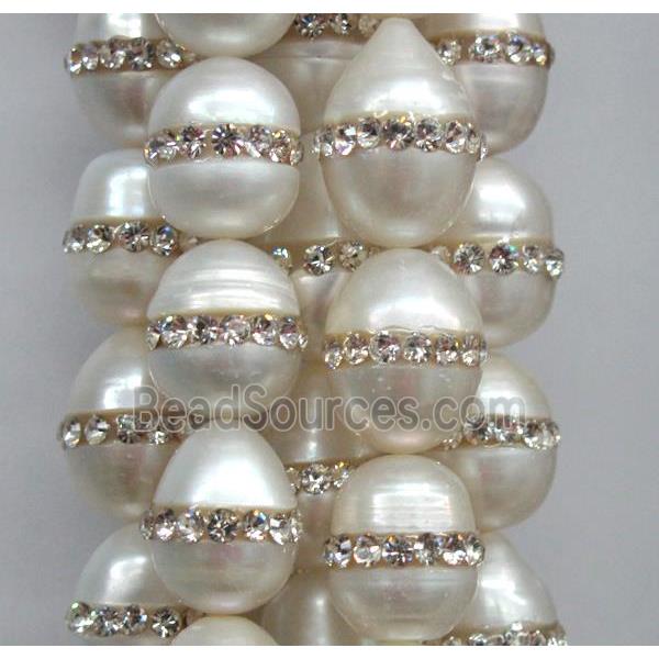 shell pearl paved rhinestone